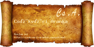 Csákvári Aranka névjegykártya